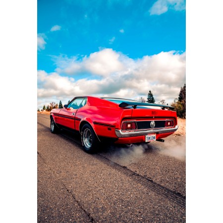 Red Chevrolet Camaro speeding on dirt road 24"x16" Photo Print Poster