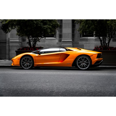 Orange Sports Car On Roadway 24"x16" Photographic Print Poster