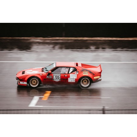 Red Race Car On Track 24"x16" Photographic Print Poster