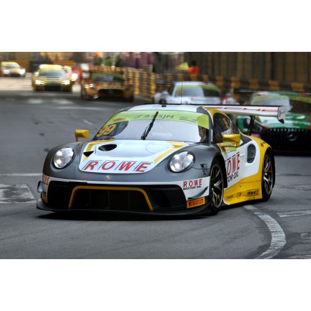 Black And Yellow Rowe Race Car On Track 24"x16" Photographic Print Poster