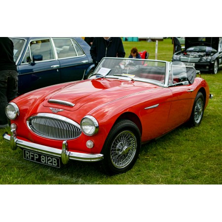 Red Austin-Healey 3000 Antique car show 24"x16" Photographic Print Poster
