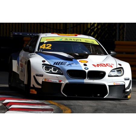 White BMW Coupe on race track 24"x16" Photographic Print Poster