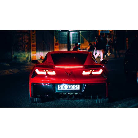 Red Ferrari 458 Italia Parked In Front Of People 24"x14" Photographic Print Poster