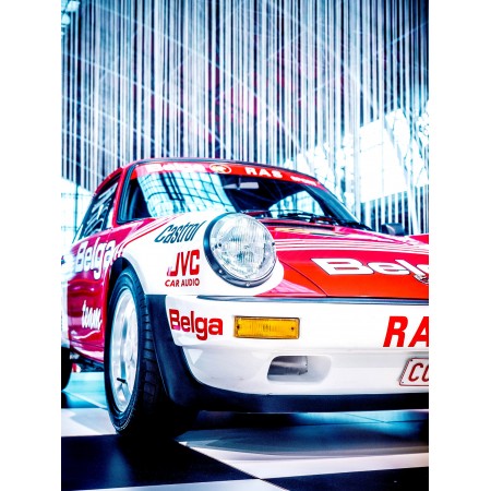 White And Red Porsche 911 Turbo 24"x32" Photographic Print Poster