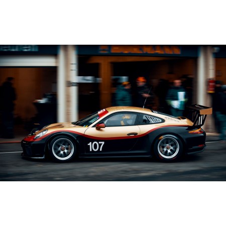 Brown And Black Racing Coupe Beside Hallway 24"x15" Photographic Print Poster