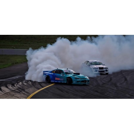 Two Sports Car Drifting 24"x11" Photographic Print Poster