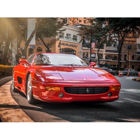 Red Ferrari Car On Road 24"x18" Photographic Print Poster
