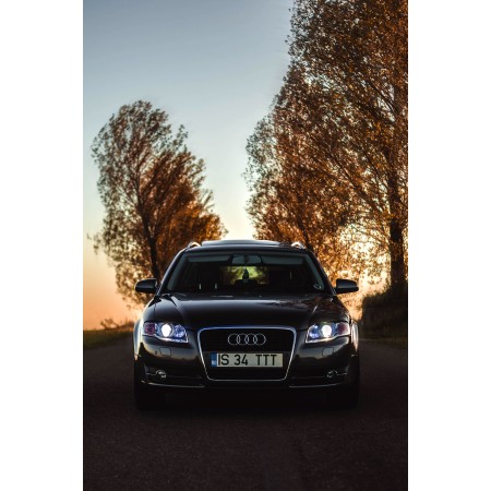 Black Audi A4 3.2 Quattro During Golden Hour 24"x36" Photographic Print Poster