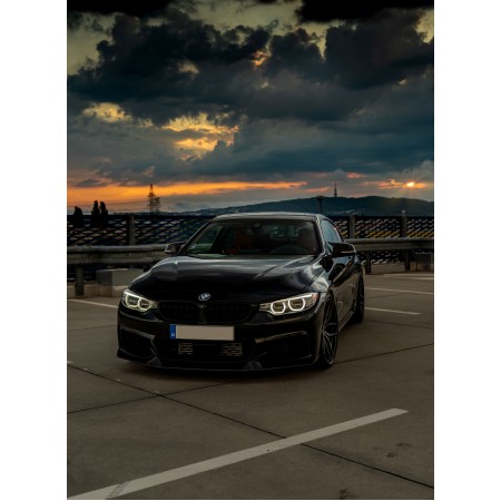 Black BMW Under Grey Clouds Cityscape 24"x33" Photographic Print Poster