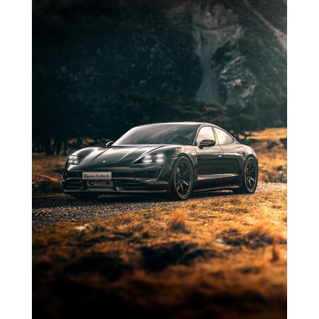 2020 Porsche Taycan Turbo S On Brown Soil 24"x30" Photographic Print Poster