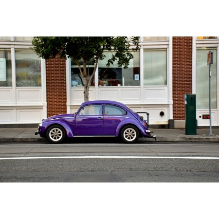 Purple 3-Door Hatchback Parked On Street 24"x16" Photographic Print Poster