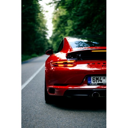 Back View of Red red 911 Porsche Sport Car 24"x36" Photographic Print Poster