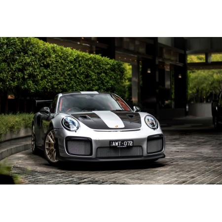 Gray And Black Porsche front, headlights Coupe 24"x16" Photographic Print Poster