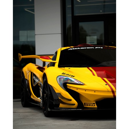 Yellow Ferrari 458 Italia Parked on gray pavement 24"x16" Photo Print Poster