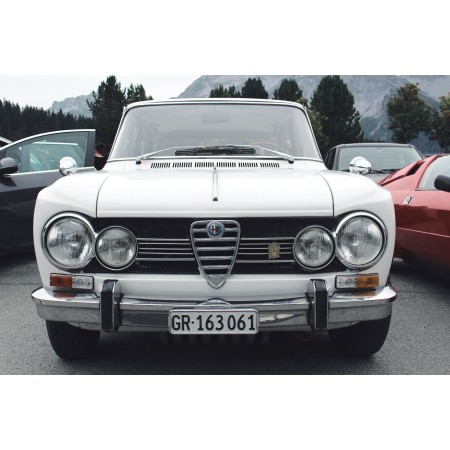 Alfa Romeo 2000 white, front, headlights 24"x16" Photographic Print Poster