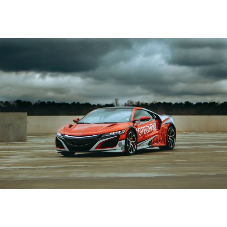 Red And White Supercar Coupe On Road 24"x16" Photographic Print Poster