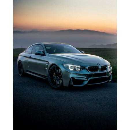 Gray BMW On Black Asphalt Road 24"x30" Photographic Print Poster