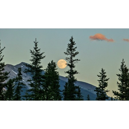 Mountain And Moon Landscape Photography 24"x13" Photographic Print Poster