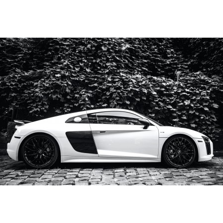 Grayscale Photo Of Coupe On Road 24"x16" Photographic Print Poster