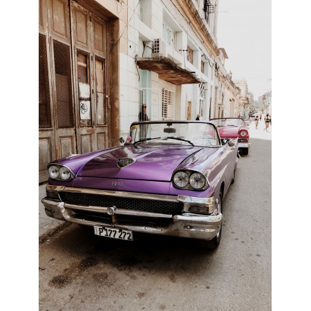 Purple Old Time Ford convertible, front  24"x18" Photo Print Poster
