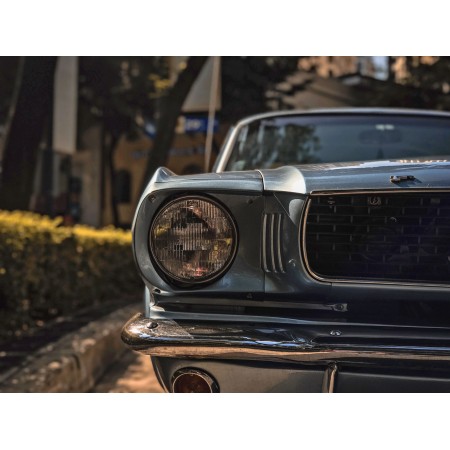 first generation ford mustang, Black Car With Yellow And Green Lights 24"x18" Photographic Print Poster