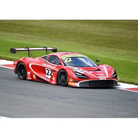 Red And White Ferrari F 1 On Race Track 24"x17" Photographic Print Poster