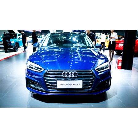 Blue Audi Car Parked Indoors 24"x14" Photographic Print Poster