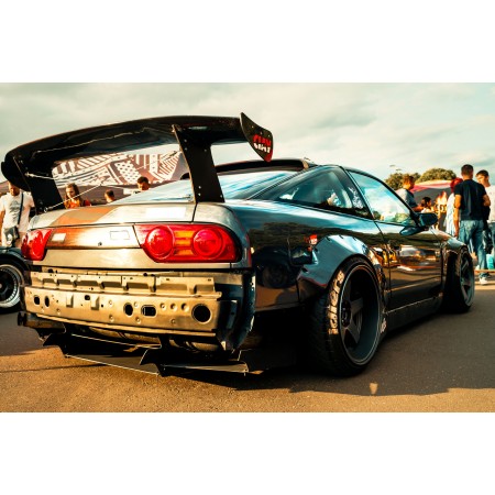 Nissan 240sx Black Coupe On Parking Event 24"x16" Photographic Print Poster