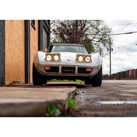 Classic white Corvette front headlights 24"x17" Photo Print Poster