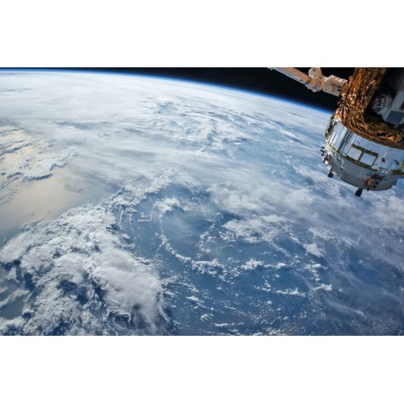 View Of Earth And Satellite 24"x16" Photographic Print Poster