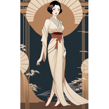 14x24in Poster Step into a world of beauty and grace with a Japanese Geisha poster