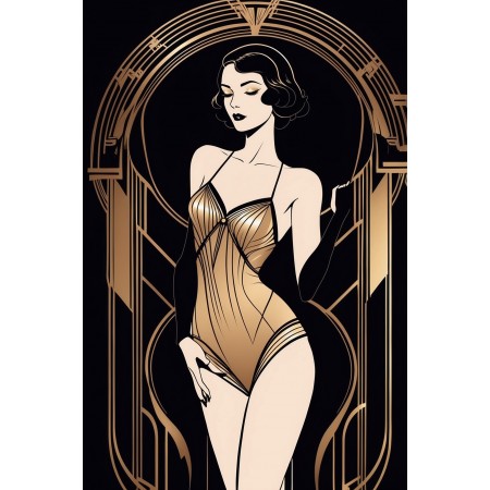 16"x24" Vintage Poster Sleek and Sensual Curves illustration of a glamorous retro woman