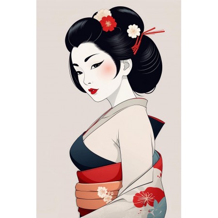 24x18in Poster Chesty Geisha, Sakura, obi, Kimono Classical Japanese art culture