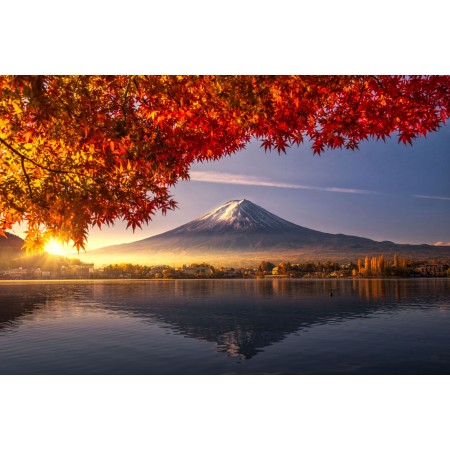 Mount Juji landscape Photographic Print Poster Autumn Scenery Pictures Fall in Asia 