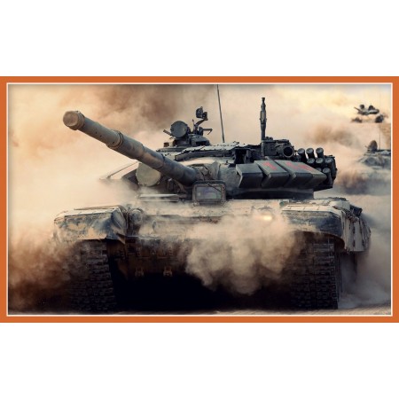 Russian Battle Tank Large Poster Military Art. Black Eagle in actions