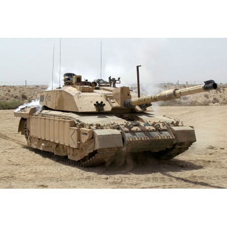 Challenger 2 Photographic Print Poster Military Art Battle Tank patrolling outside Basra. Art Print with 3D Frame Effect