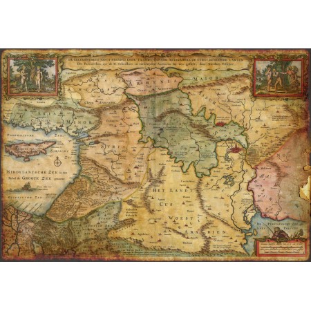 Earthly Paradise 1657. Photographic Print Poster Vintage Wall 24"x35" Map of the Holy Land