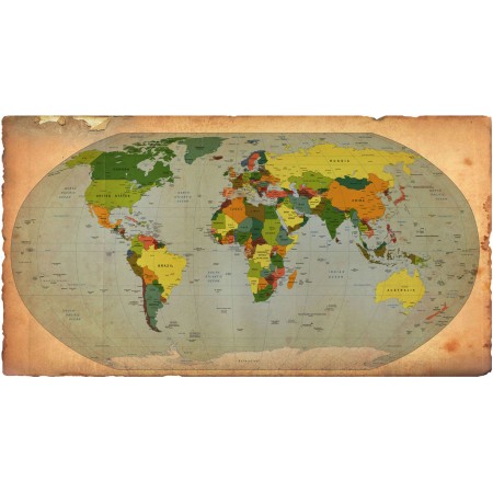 Wall Map of the World 1998, 24"x45" Poster Vintage Style, Old look. Classic Antique World Map.