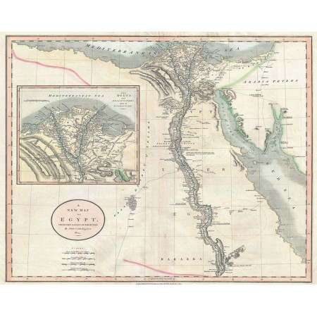 Egypt, Cary 1805 Photographic Print Poster 24"x30" Vintage Maps Old Map