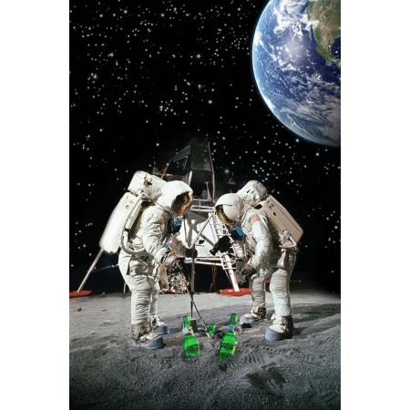 Apollo 11 Large Poster Funny Posters Two members picking up lunar beer samples.