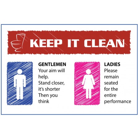Fun Poster Bathroom Sign GENTLEMEN Your aim will help. Stand closer, it's shorter Then you think.