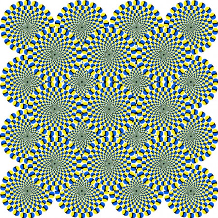 Optical Illusion 24"x24" Poster Green Yellow Blue. The image here appears as if circles rotating. Art Print