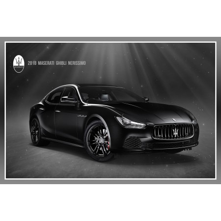 2018 Maserati Ghibli Nerissimo Photographic Print Poster Exotic Cars Art Print with 3D Frame Effect