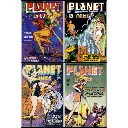 The Lost World, Art Print Poster Pre-Code 1940's Golden Age Good Girl Art - Comic Book Posters Planet Comics - Invaders of Venus, Death of Webs, Star Pirate Rang.