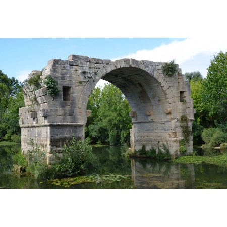 Pont Ambroix, Photographic Print Poster The World's Most Incredible Ancient Bridges Remaining arch of 1st century Roman bridge Via Domitia Ambrussum