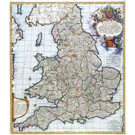 Atlas Van der Hagen 28"x24" Photographic Print Poster Britain New Map of the Kingdom of England