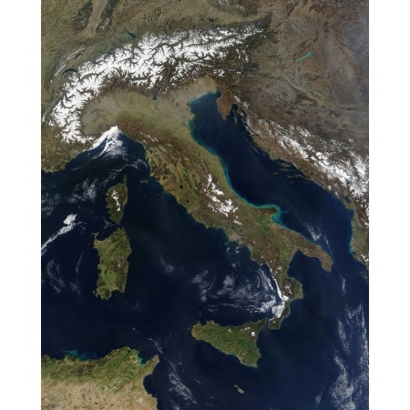 Italy Map 30"x24" Photographic Print Poster Satellite image of Italy