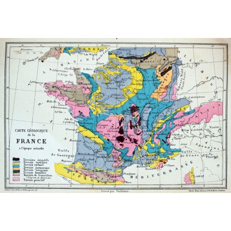 France   Photographic Print Poster Carte gologique de la France a l'poque actuelle