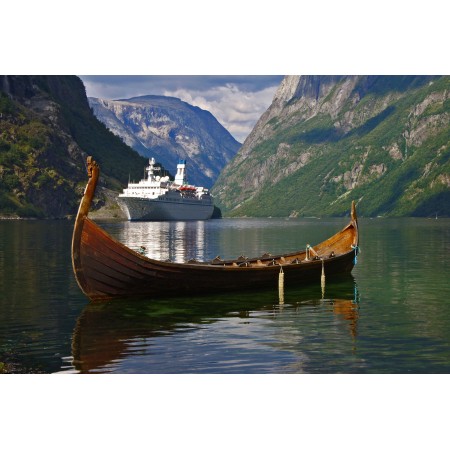 Viking Boat Photographic Print Poster Most Beautiful Places in Norway Art Print 