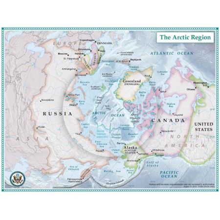 Map of the Arctic Region 24"x32" Poster Political and Physical 